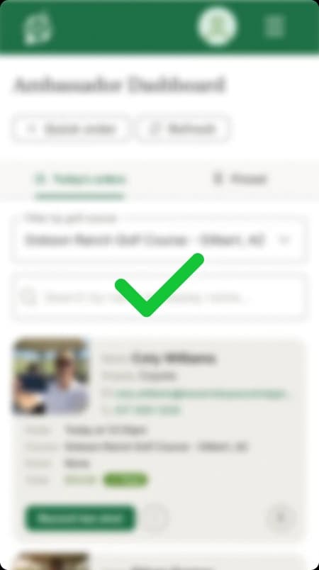The supplied blurred reference of the redesigned ambassador dashboard.